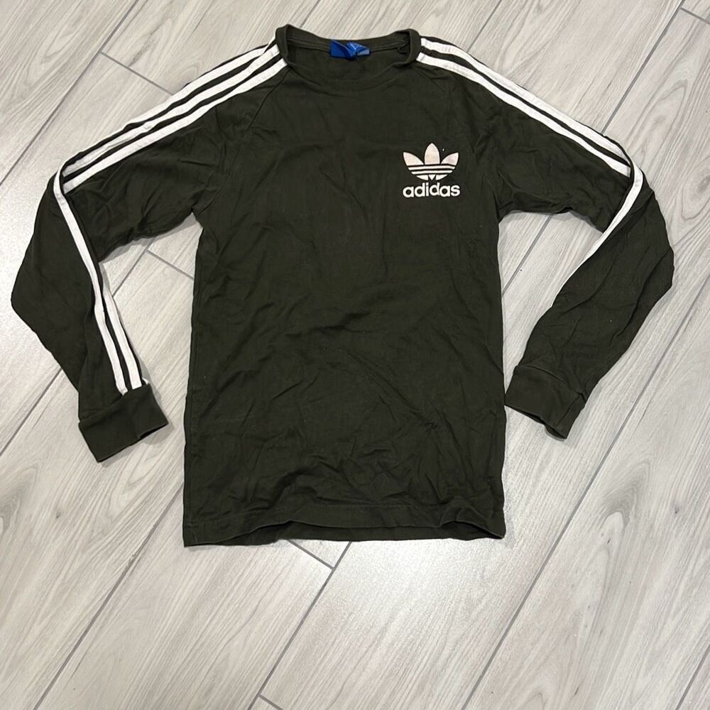 Adidas green long sleeve size xs‎ with white stripes